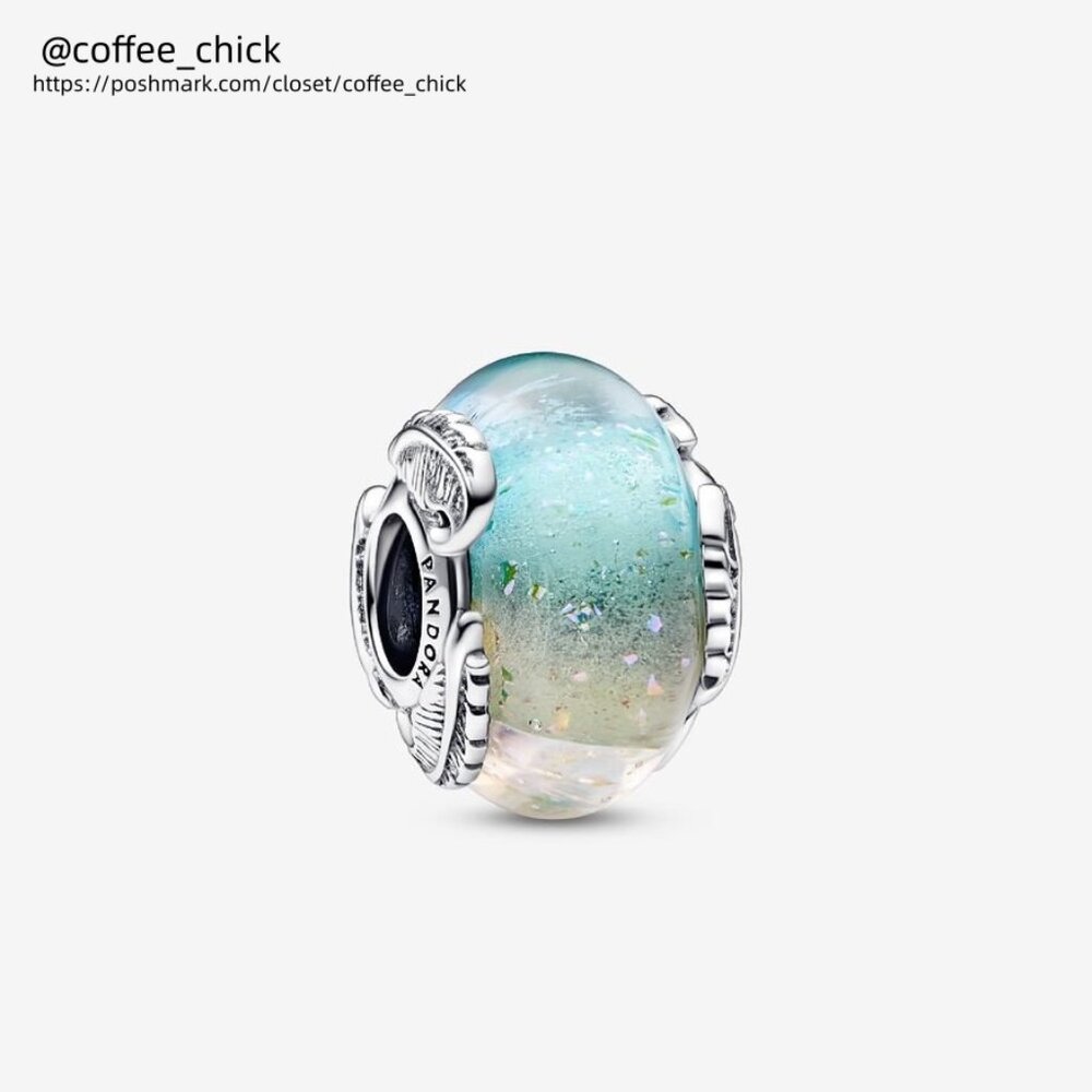 Pandora Multicolour Murano Glass & Curved Feather Charm|Pendant